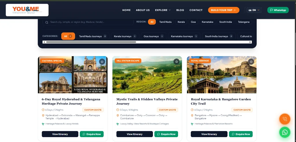 Curated Tour Packages List
