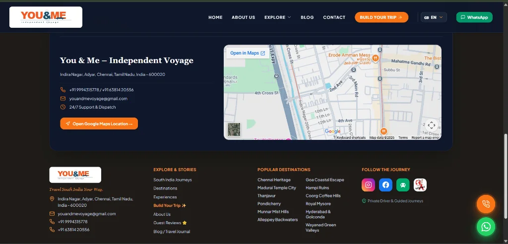Interactive Route Map & Footer